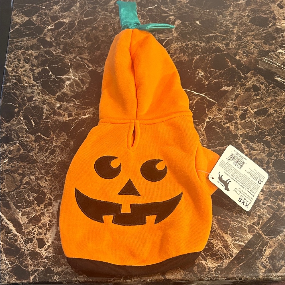 Bootique Pumpkin Dog Hoodie - Orange and Black